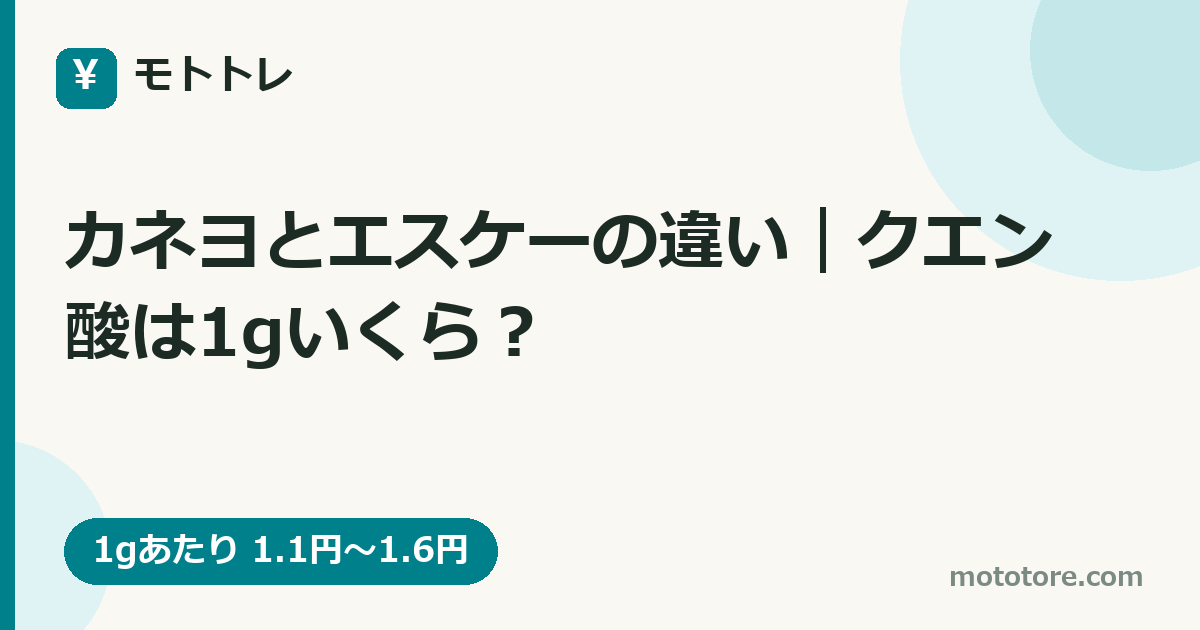 カネヨとエスケーの違い｜クエン酸は1gいくら？