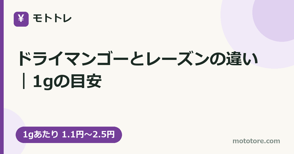 ドライマンゴーとレーズンの違い｜1gの目安