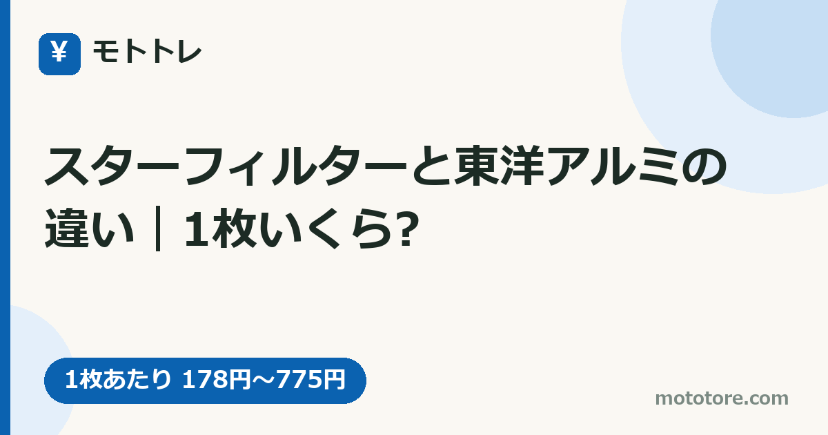 スターフィルターと東洋アルミの違い｜1枚いくら?